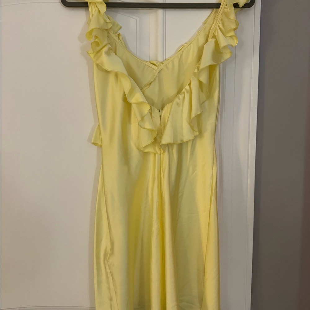 Yellow Ruffle Satin Dress - Picture 3 of 3